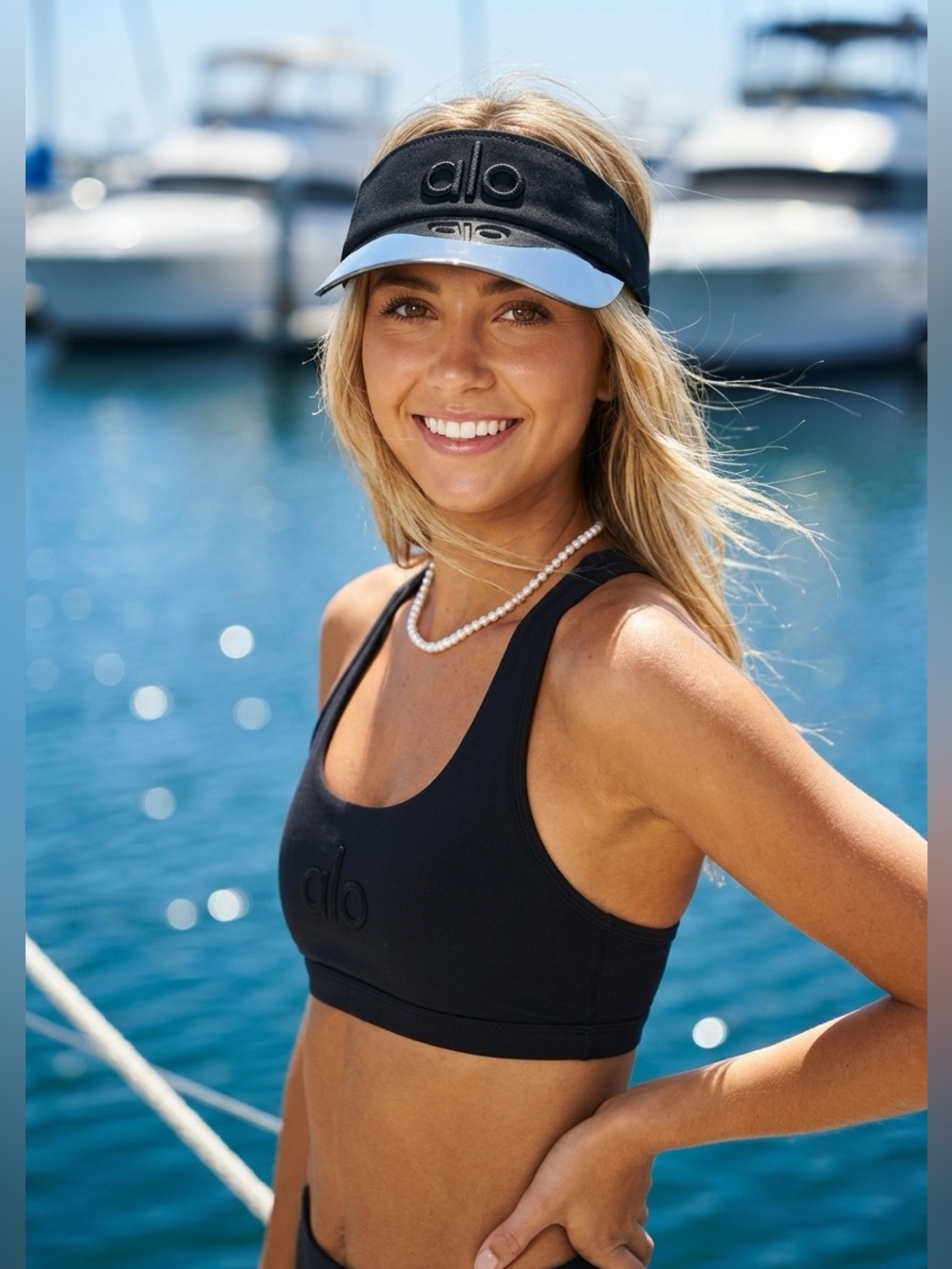 ALO Yoga Black Visor with Metalic Brim
